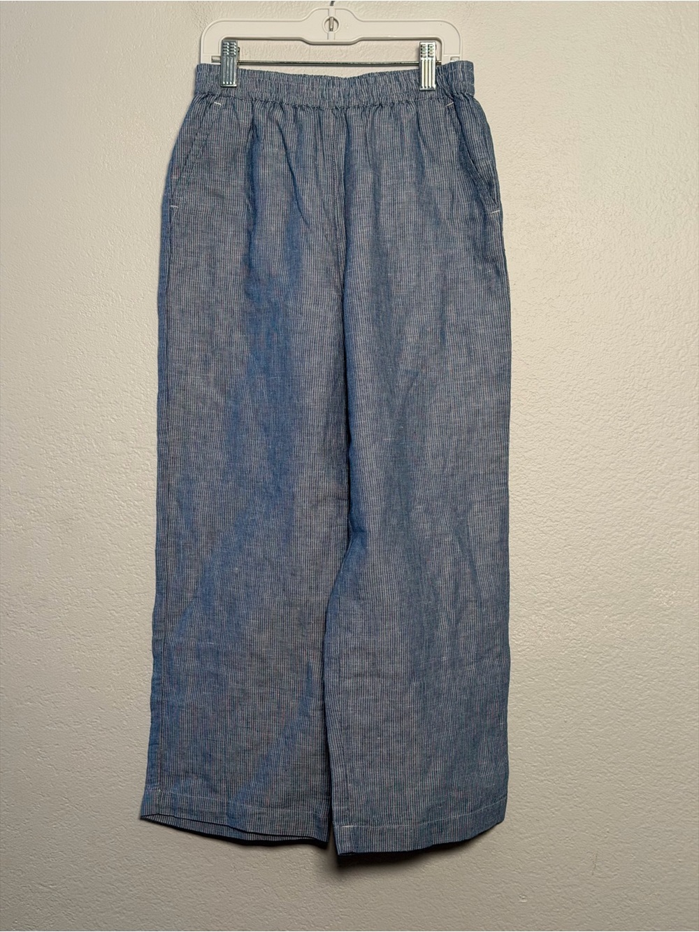 NWT Crewcuts Chambray Wide-Leg Kids Pants in Light Blue Linen Cotton Blend- 10
